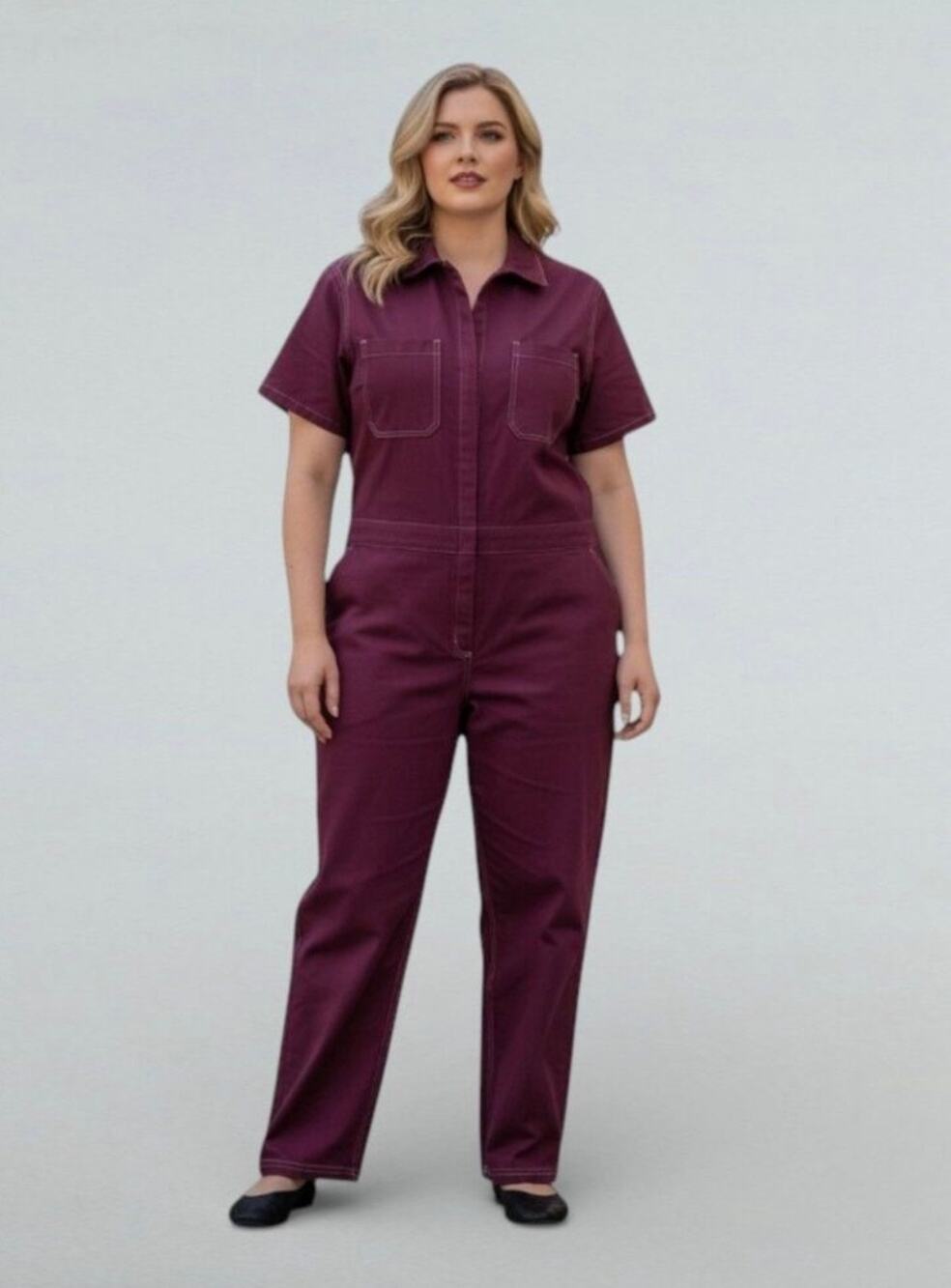 WILDFANG The Essential High Waisted Short Sleeve Coverall in Merlot Size X Small